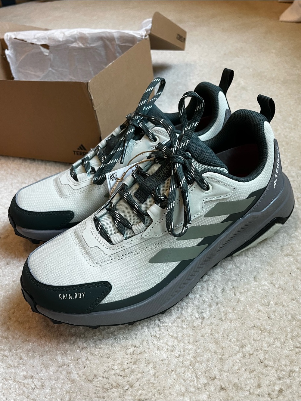adidas Terrex Rain.RDY Trail Shoes - Gray/Dark Green
